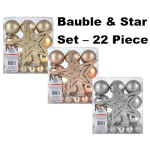 Christmas Baubles, with Star - 22 Piece 